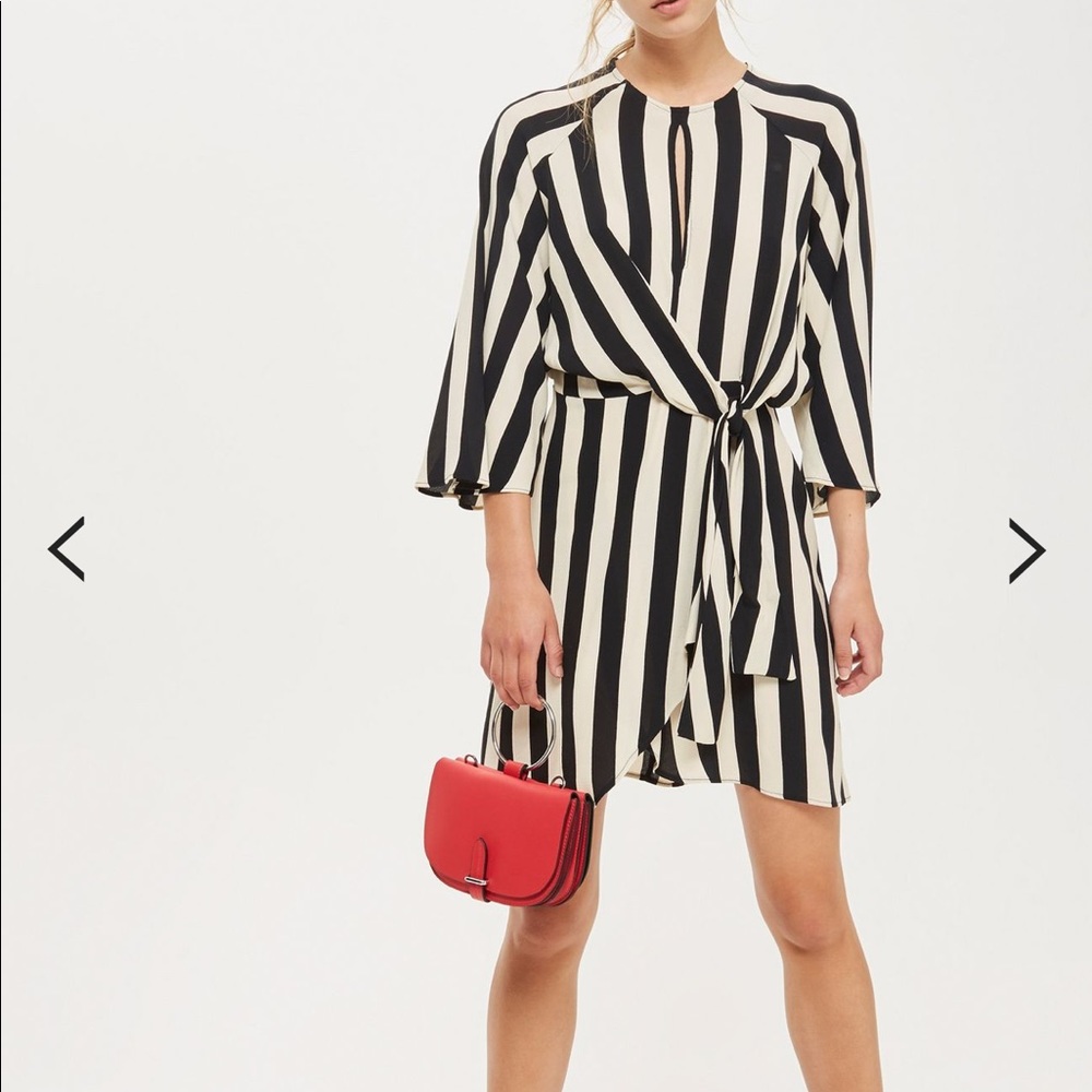 Humbug Stripe Knot Front Shift Dress TOPSHOP